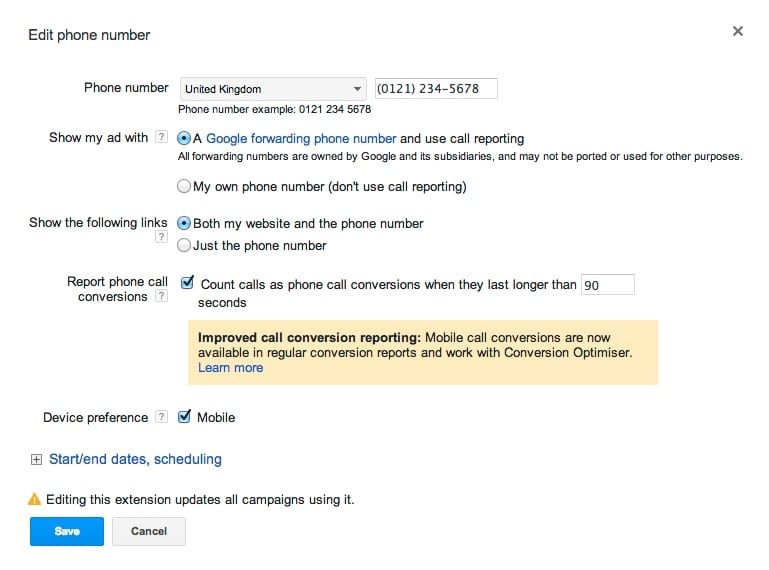 google call tracking