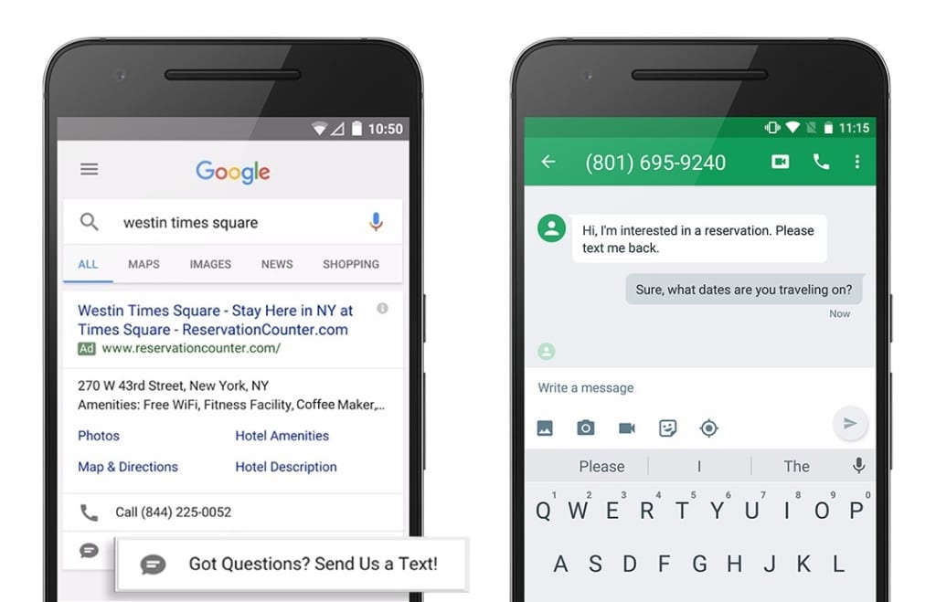 adwords message extensions