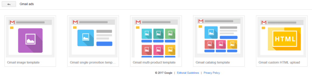 Gmail ad gallery types