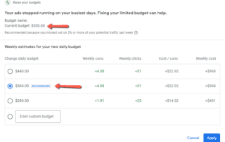 google ads increase budget