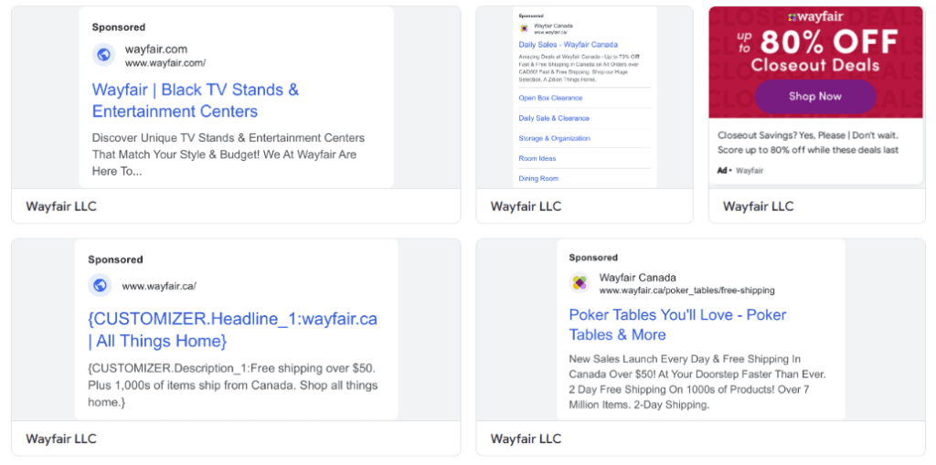 wayfair ads examples